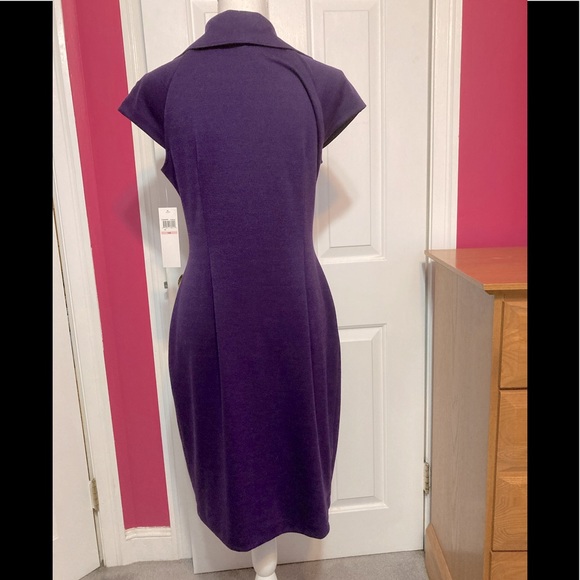 London Times Purple Collar Dress W/Cap Sleeves, Size 10. NEW WITH TAGS. - Picture 2 of 7